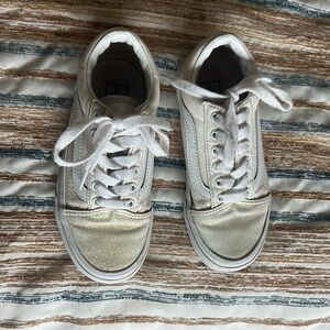 White and Gold Glitter Sneakers